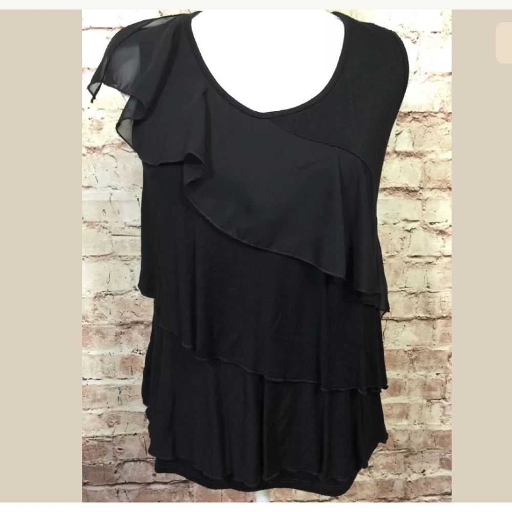 Anthropologie Tiered Ruffle Sleeveless Top Tank S